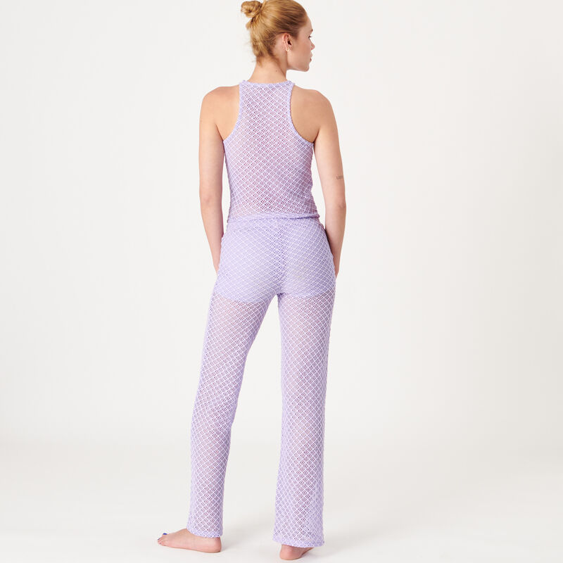 Flared openwork trousers - lavender;