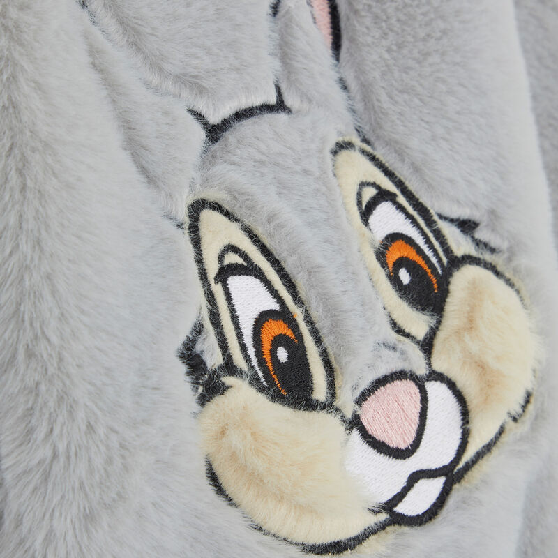 Sweat polaire à capuche print panpan panpaniz gris.