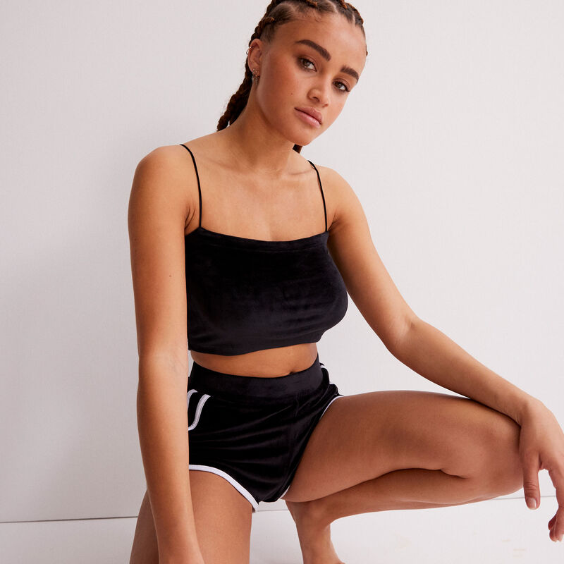 velvet top with thin straps - black velvet top with thin straps - black;