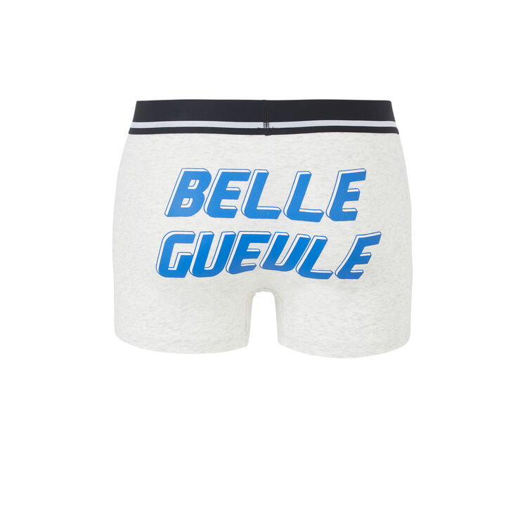 Bellegueuliz cotton boxers with slogan light grey.