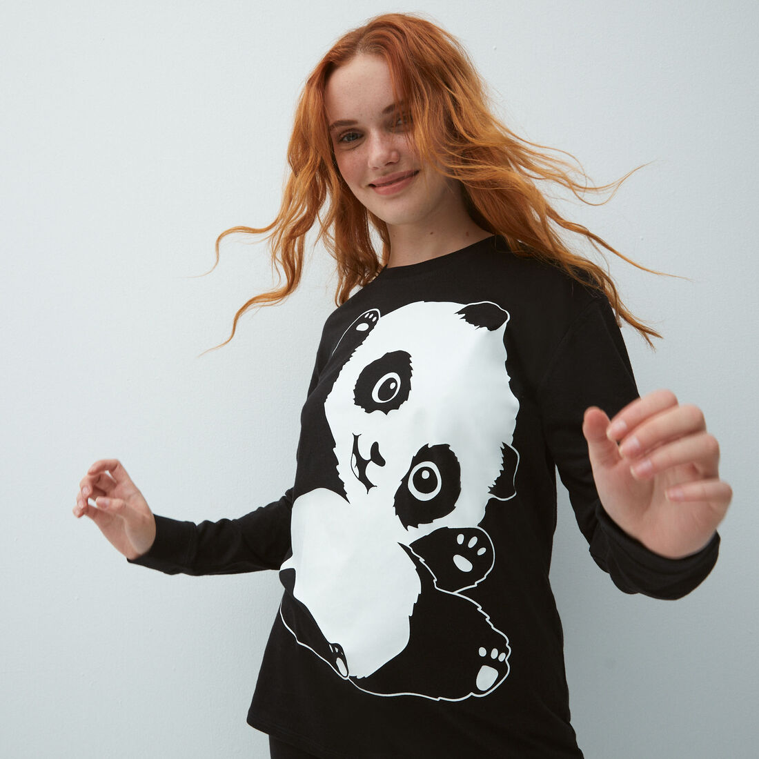 ensemble pantalon et tee-shirt imprimé panda;