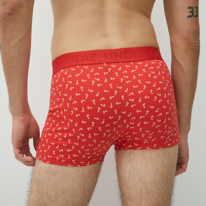 boxer shorts with candy cane pattern;