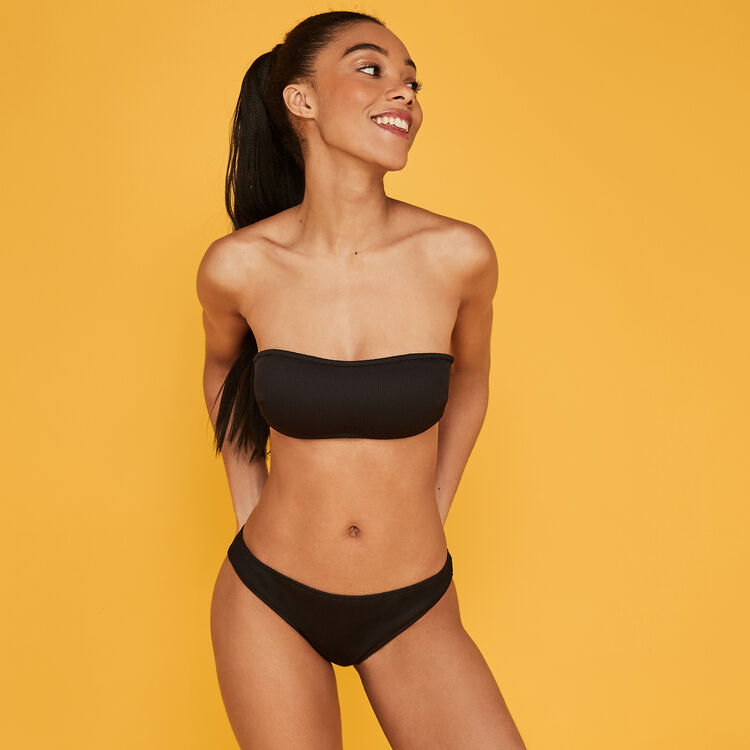Schwarzes bikini-oberteil in bandeau-form gaufriz black.