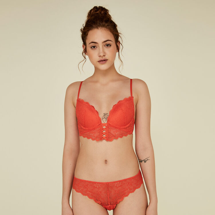 Mahaliz orange push-up bustier bra orange.