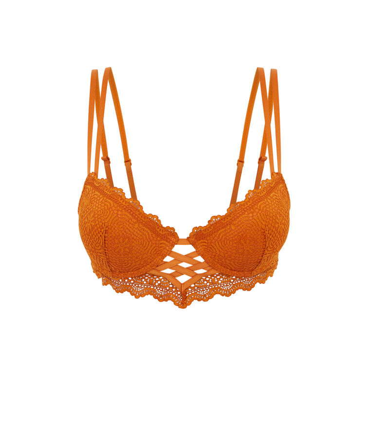 Totoiz push-up bustier bra camel-coloured.
