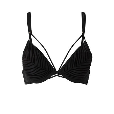 tulle push-up bra and bands - black;
