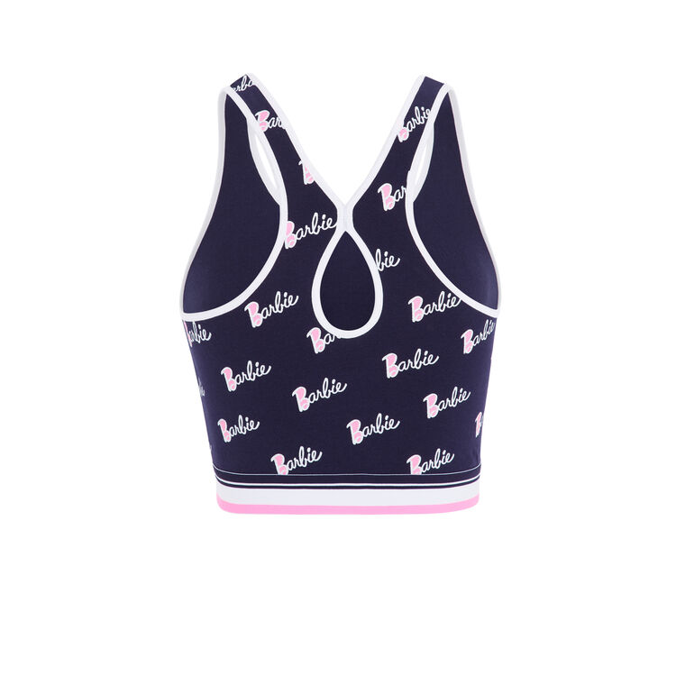 Chambarbiz barbie print logo bra top navy blue.