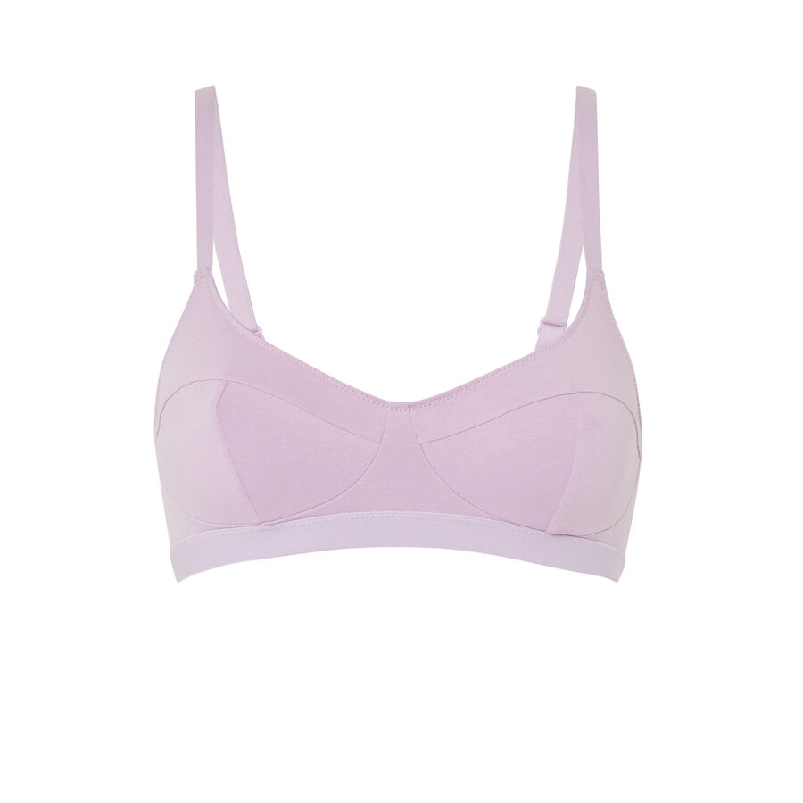 plain cotton bra without underwire - lilac;