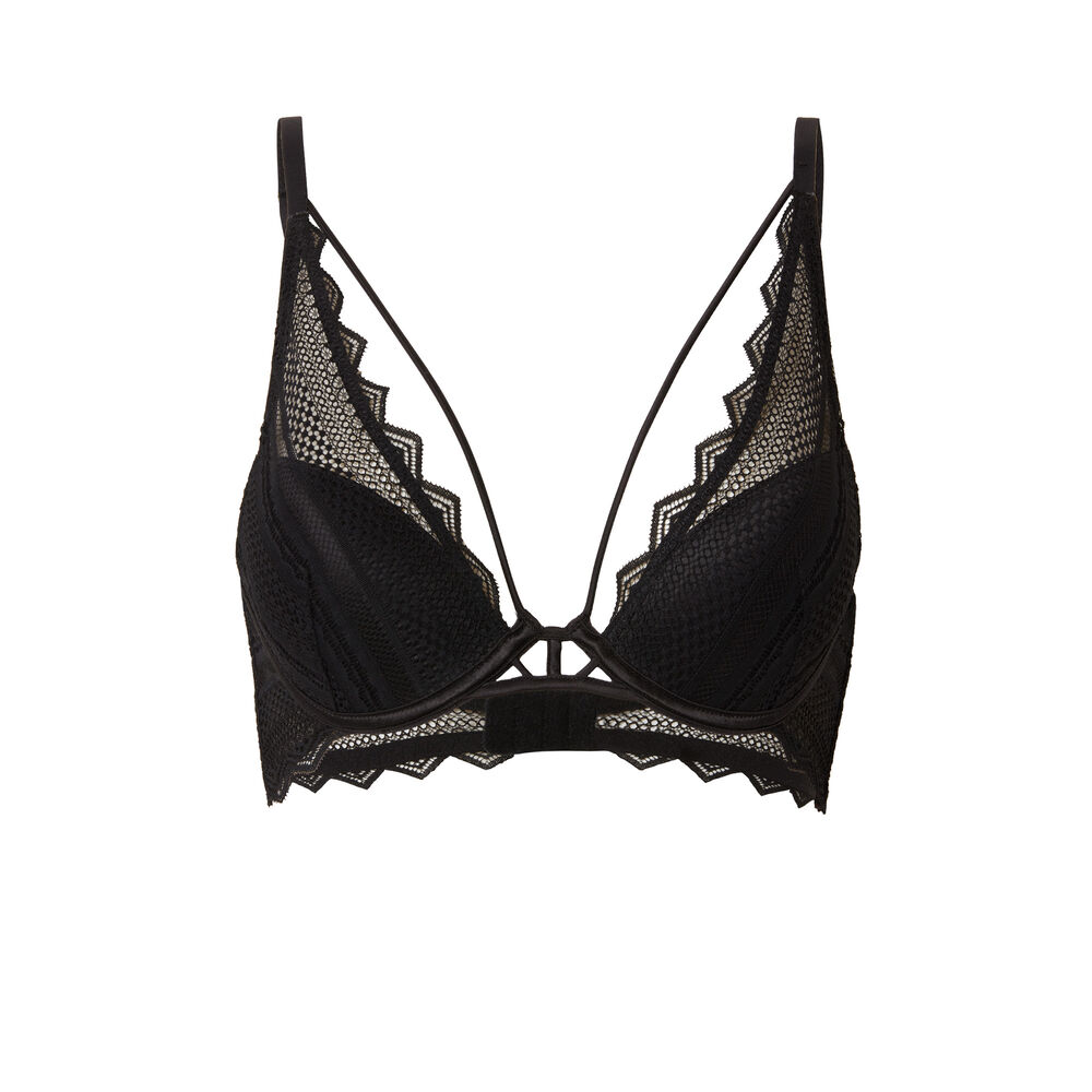 Push-up bra with cut-outs - black black.