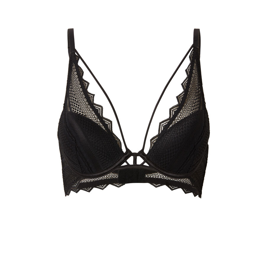 push-up bra with cut-outs - black;
