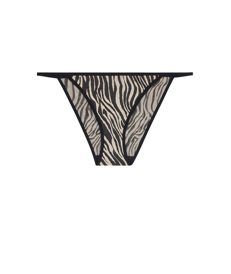 Goldenglamiz zebra print briefs with jewel detail beige.