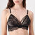 Lace triangle bra with satin straps - black;