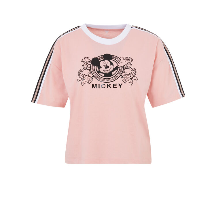 Top à manches courtes print mickey lomickiz rose.