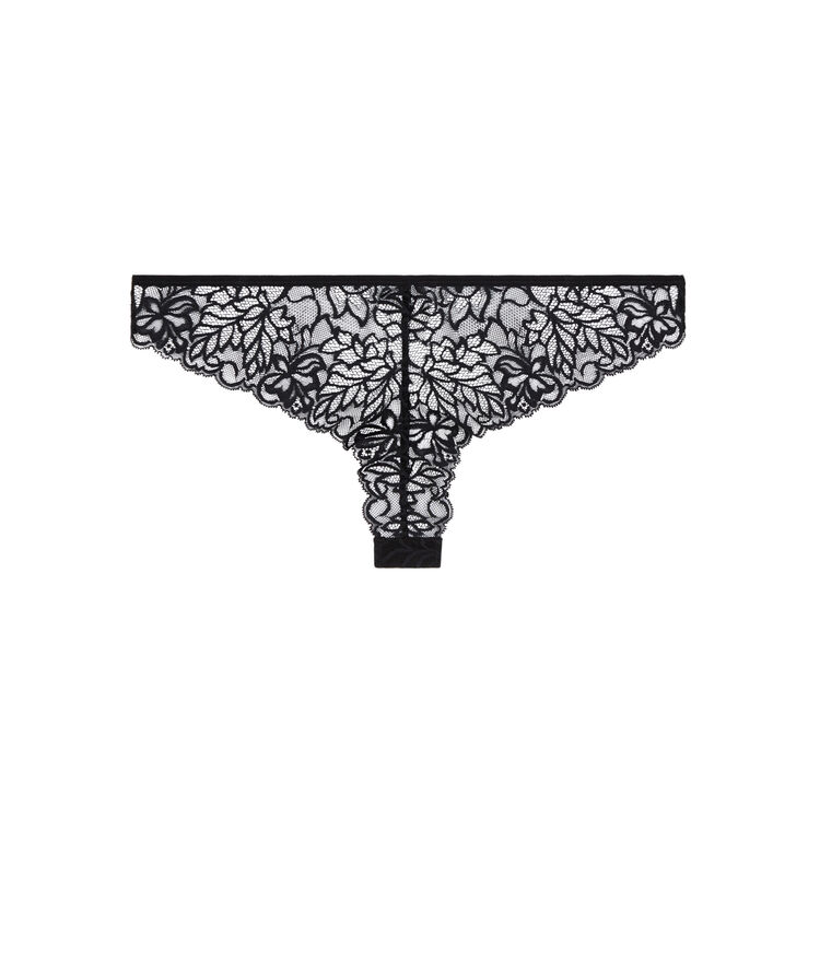 Lace tanga briefs - black black.