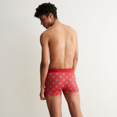 one piece skull and crossbones pattern boxers - red;