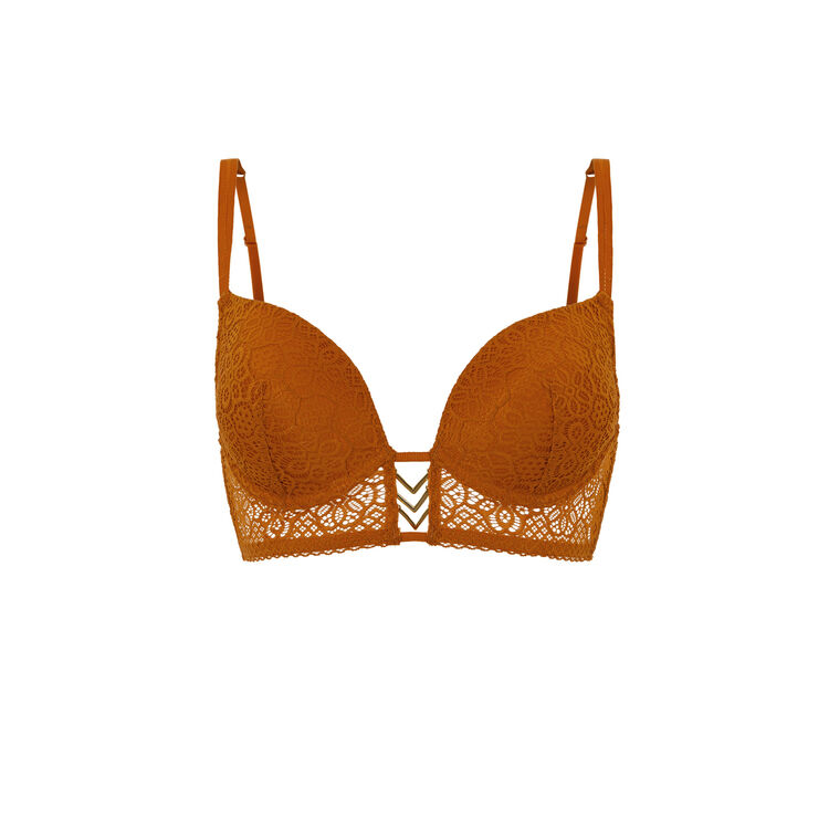Push-up-bh in bustier-form aus spitze mit juwelen-detail ethnobiz ziegelfarben.