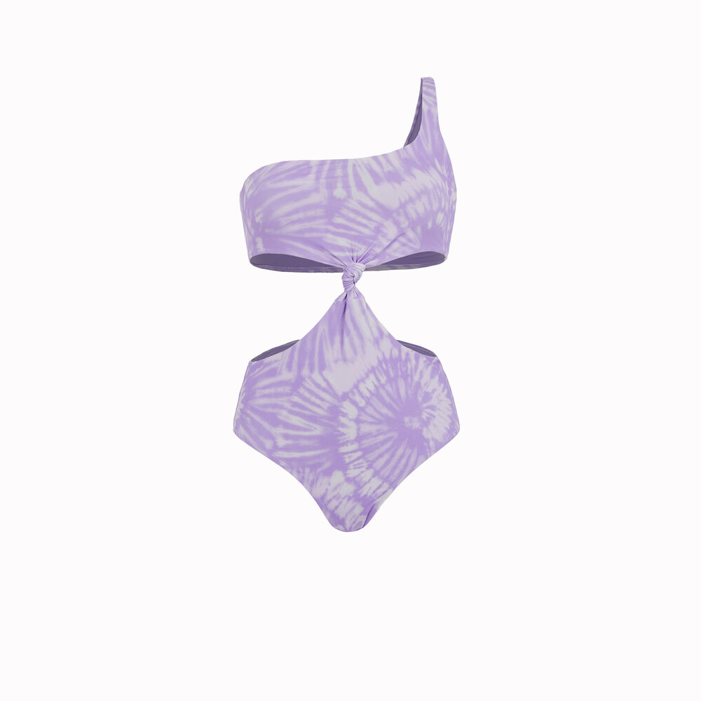 One-piece asymmetric swimsuit - lilac lilac.