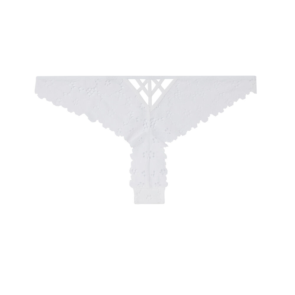 100% lace openwork thong - white white.