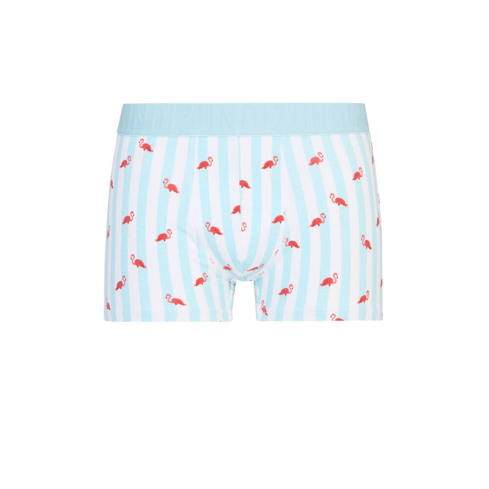 Pink flamingo print cotton boxers - blue blue.