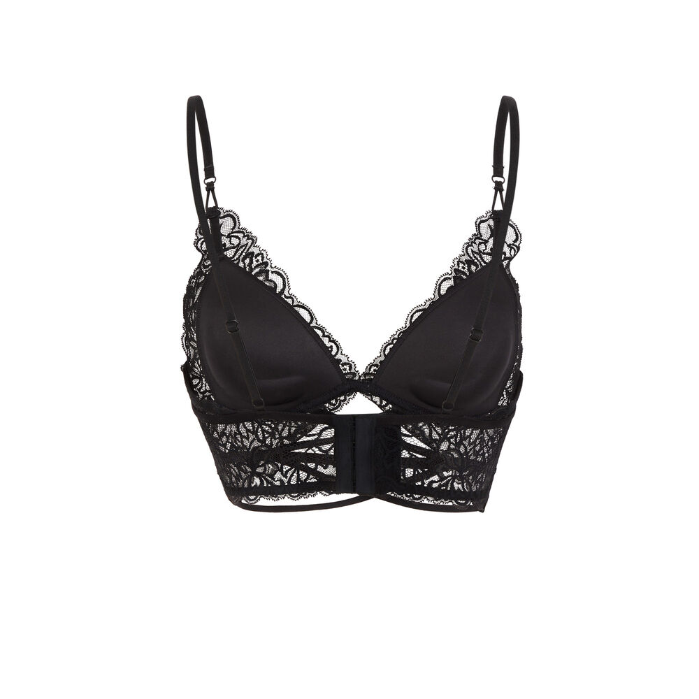 Lace triangle push up bra - black black.