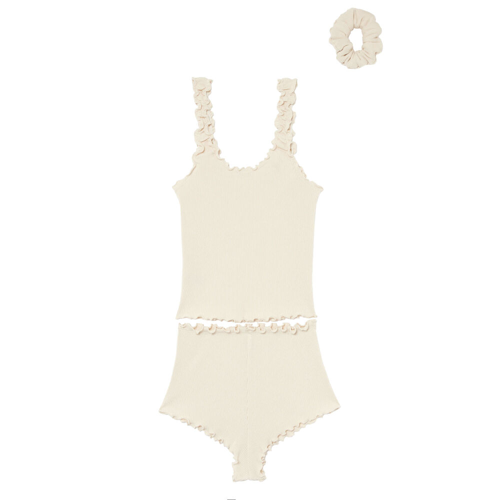 Pyjama set with matching scrunchie - off-white off-white.