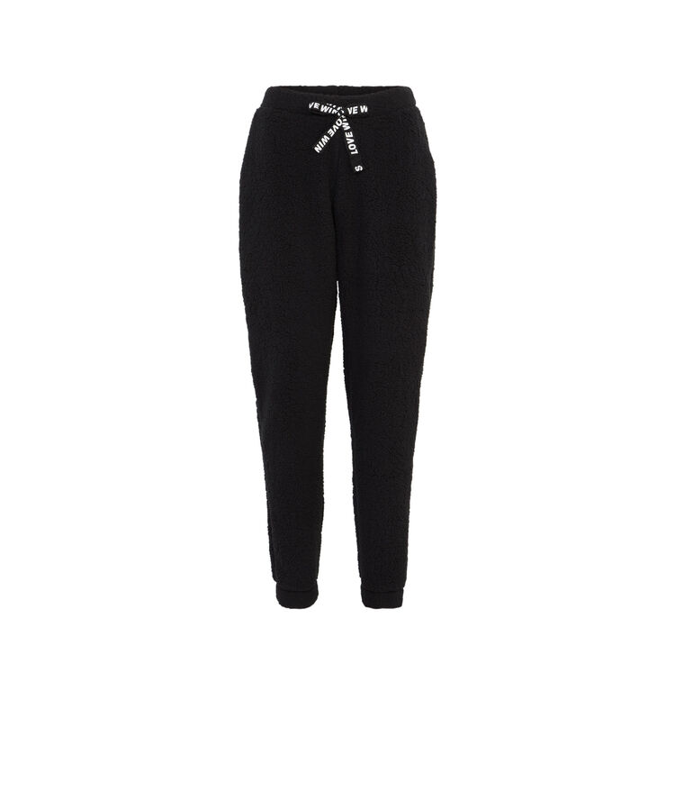 Polipantiz fleece pants with cord detail black.