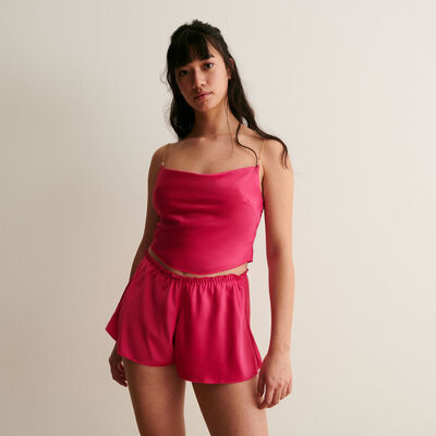 satin culotte shorts - pink;