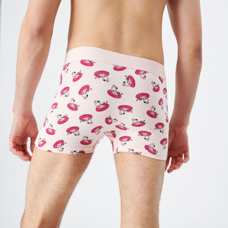 boxers with pink flamingo pattern;
