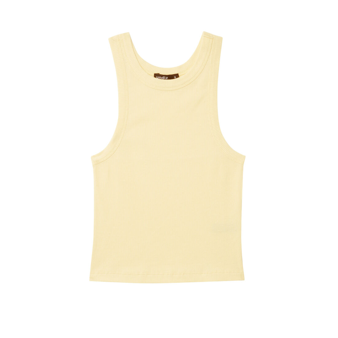 plain cropped vest top - pastel yellow;