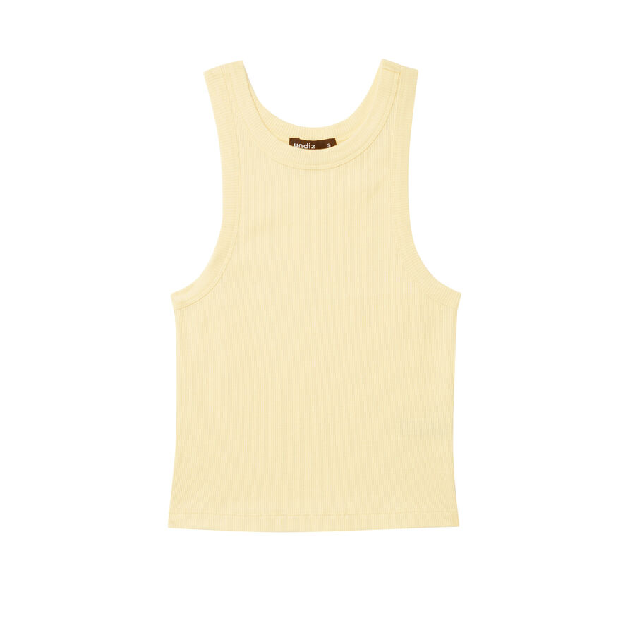 plain cropped vest top - pastel yellow;