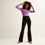 knitted flared trousers - black