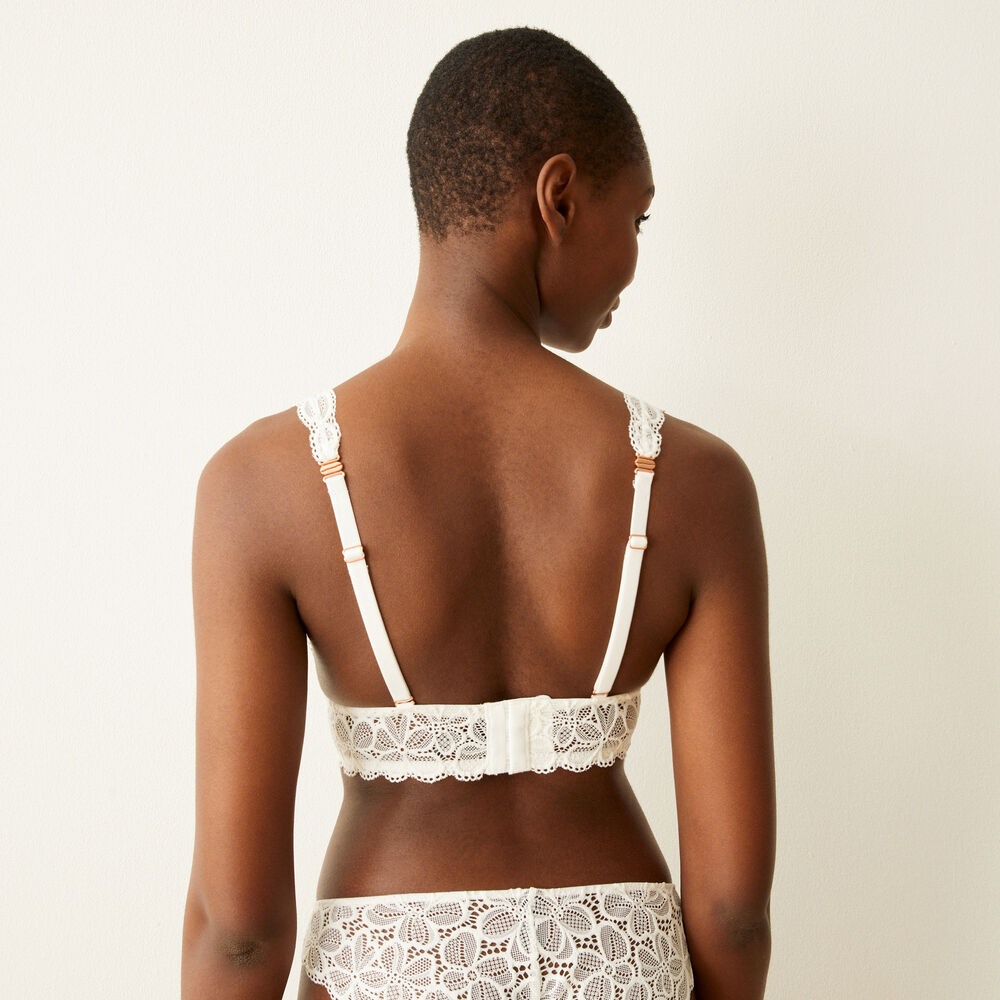 Non-wired triangle bra - white white.