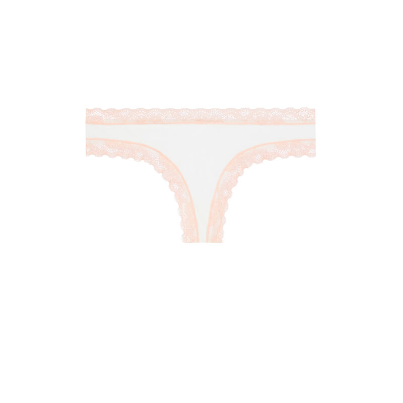 Cotton shorty with lace detail - white Cotton shorty with lace detail - white;