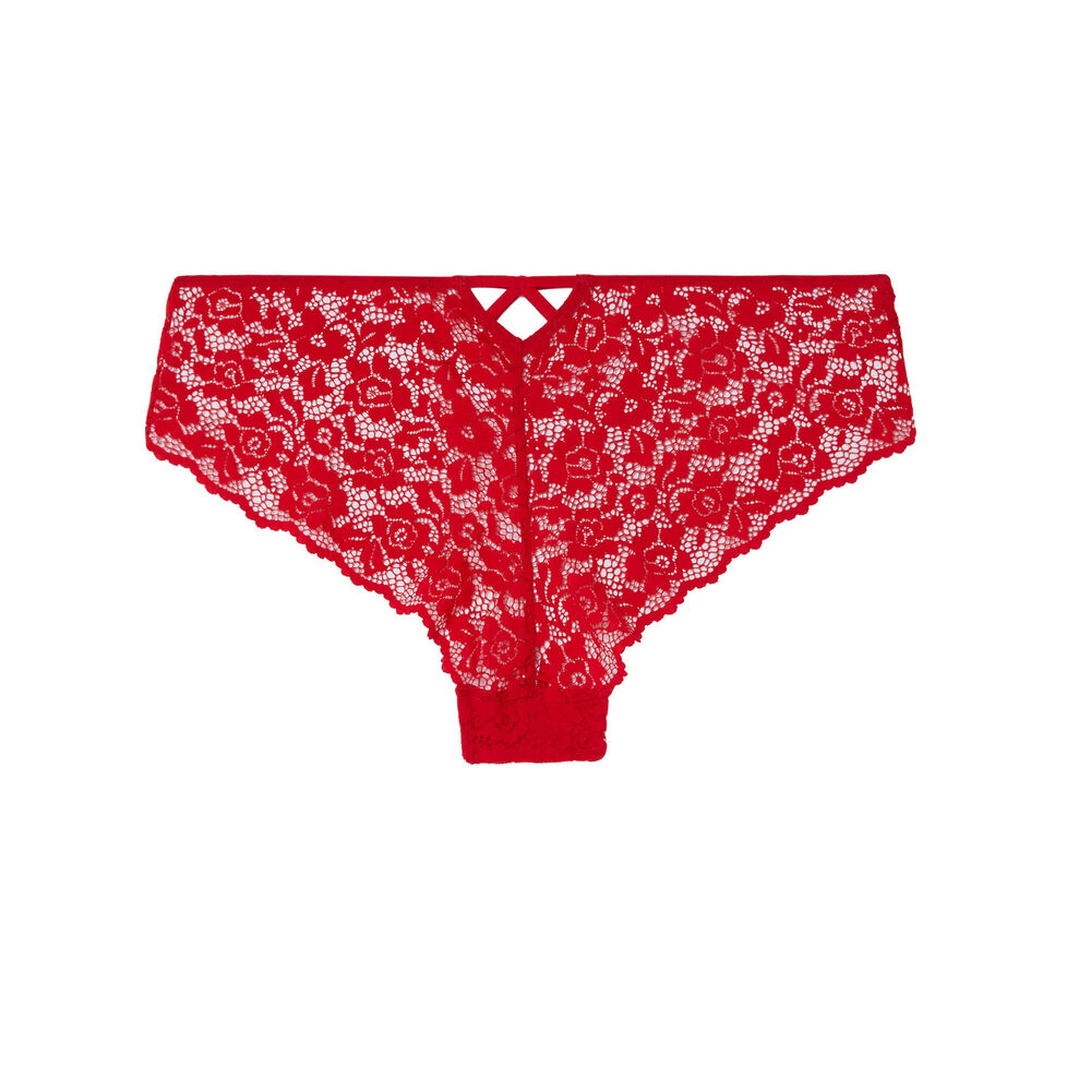 Floral lace shorty - red red.