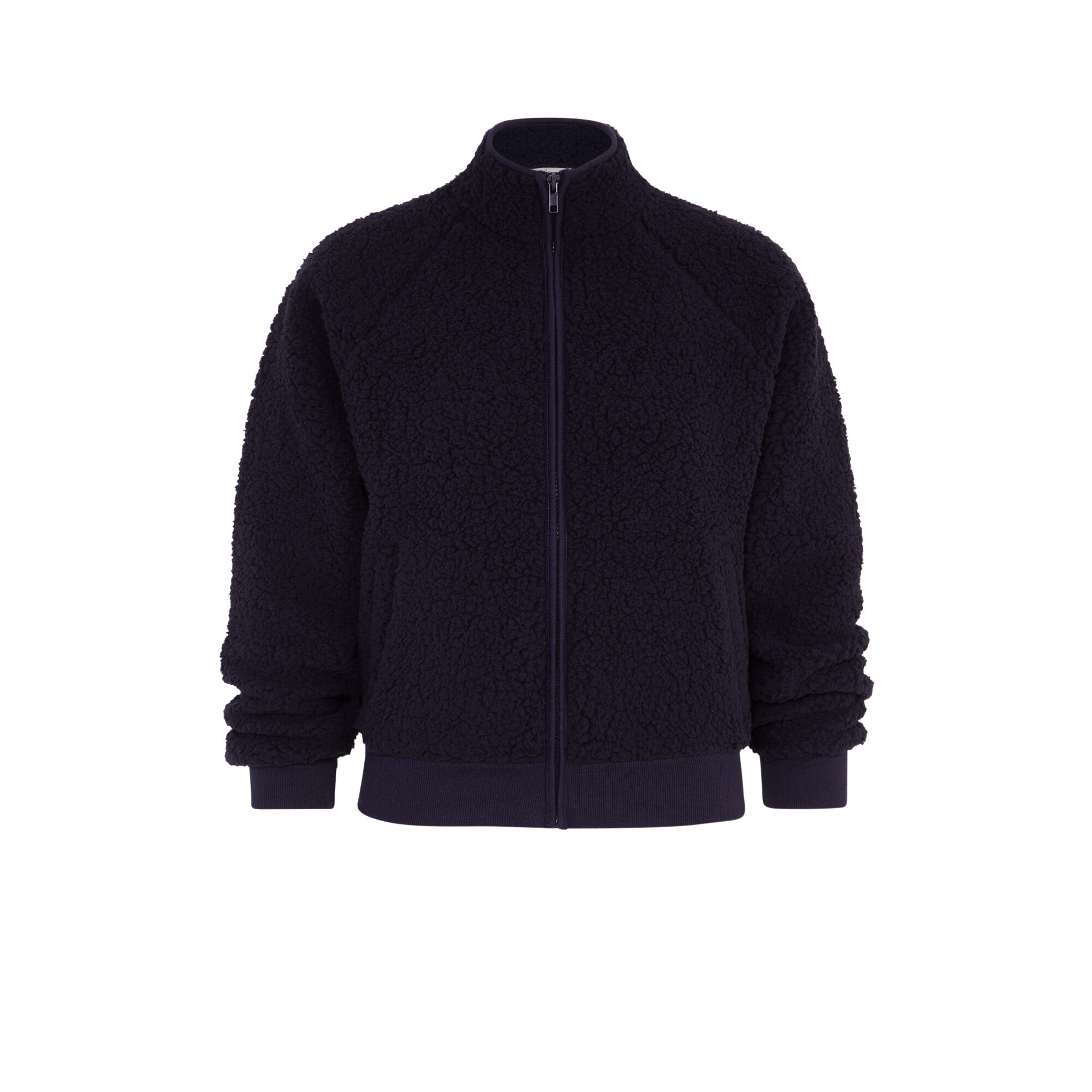 navy blue fleece cardigan