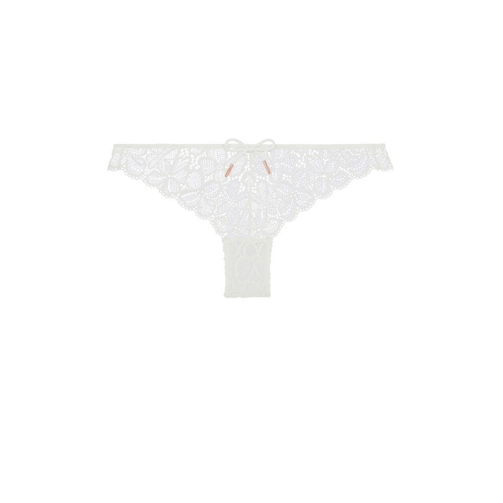 Lace tanga briefs - white white.