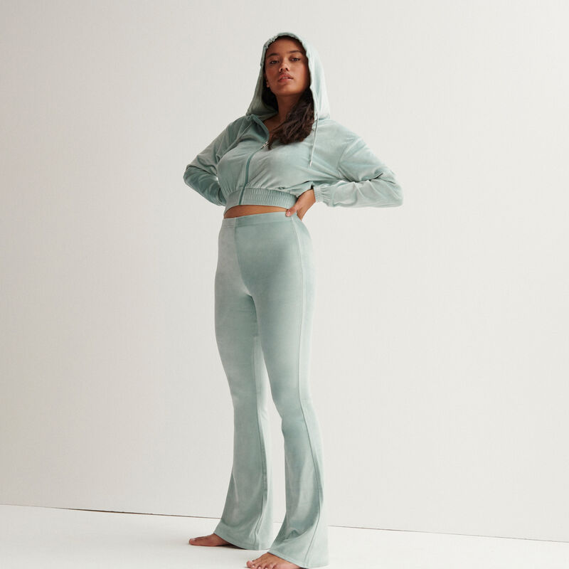 Velvet cropped jacket with an elasticated waist - pale green Velvet cropped jacket with an elasticated waist - pale green;