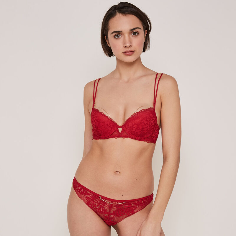 Goldchainiz lace tanga briefs with chain detail Goldchainiz lace tanga briefs with chain detail;