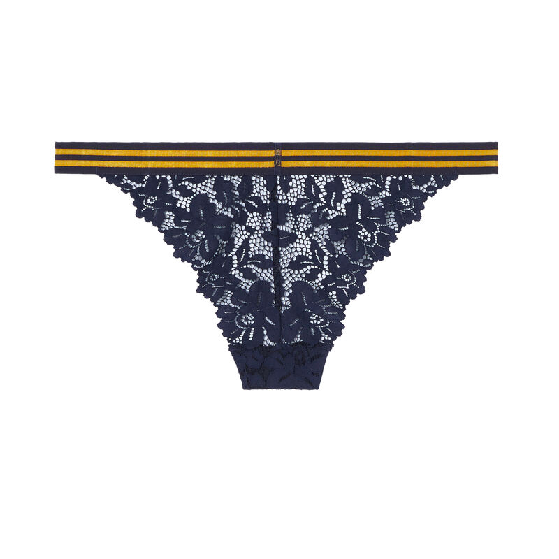 two-tone lace and elastic briefs - blue two-tone lace and elastic briefs - blue;