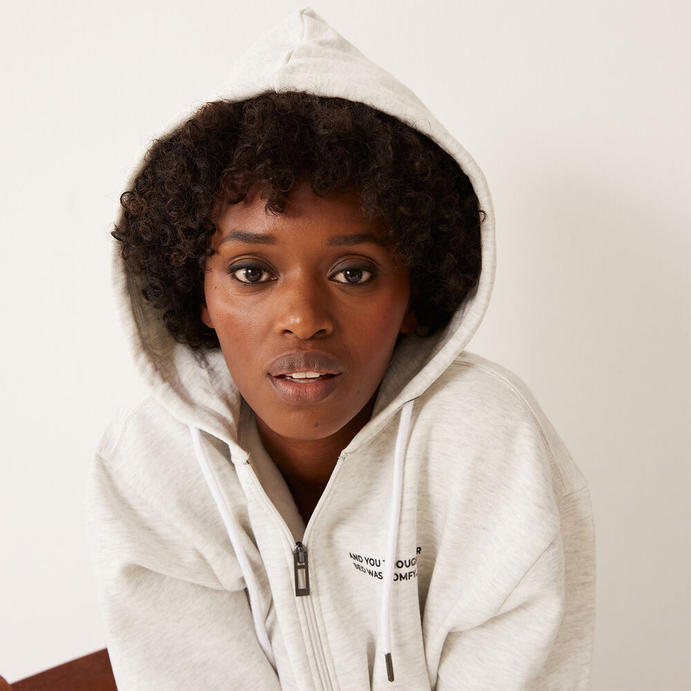 Zipped slogan hooded jacket - off-white off-white.
