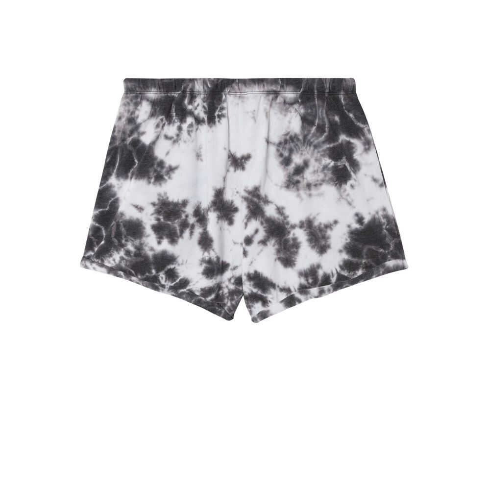 Tie-dye-effect shorts with drawstring detail - black black.