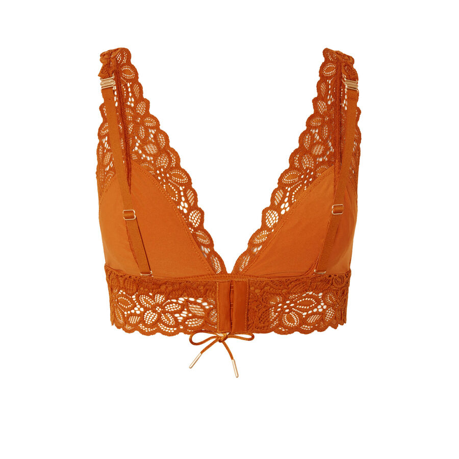 floral lace triangle bra with bow detail - brown;