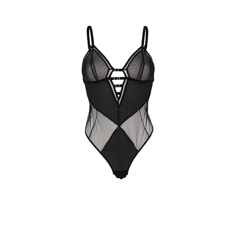 Non-underwired mesh bodysuit - black black.