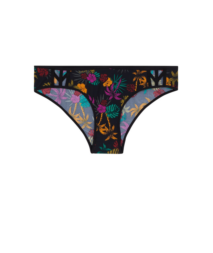 Printed microfibre hipsters - black black.