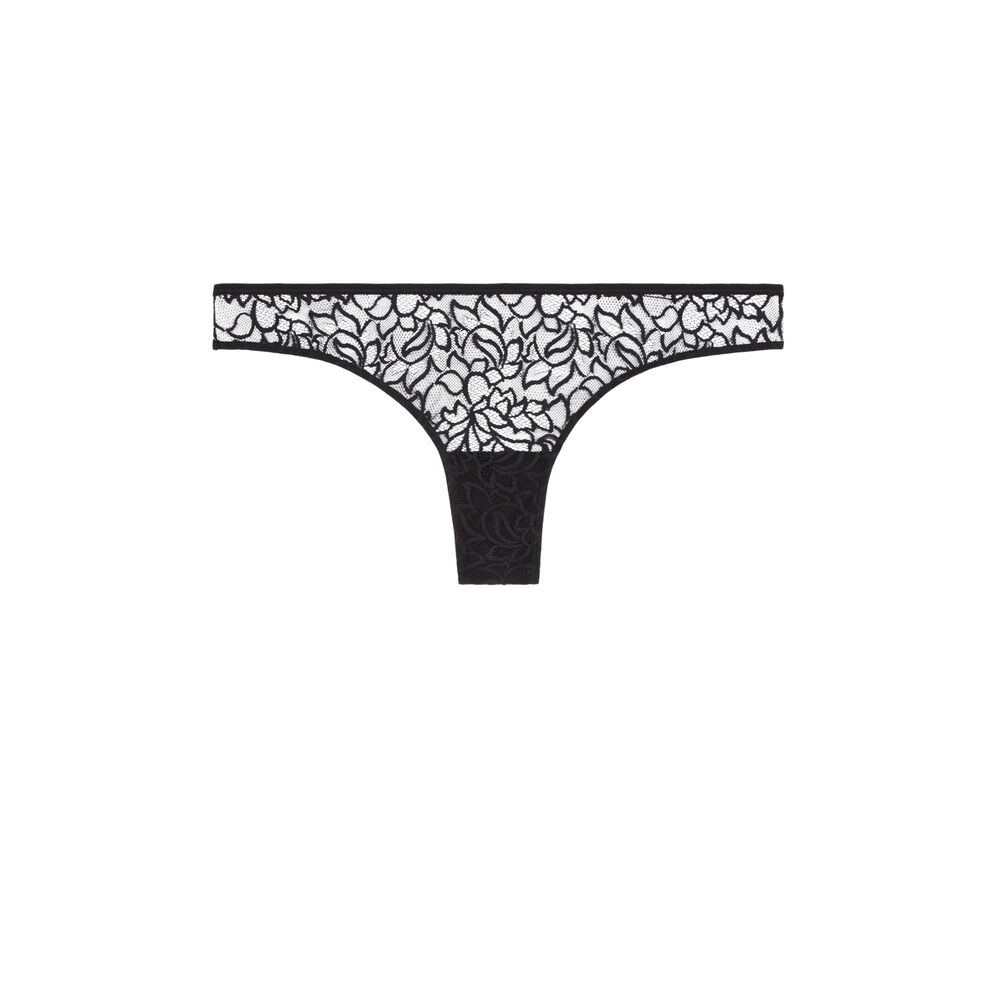 Lace tanga briefs - black black.