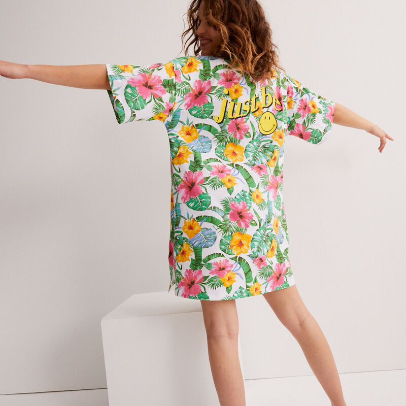 Floral Smiley tunic - white Floral Smiley tunic - white;
