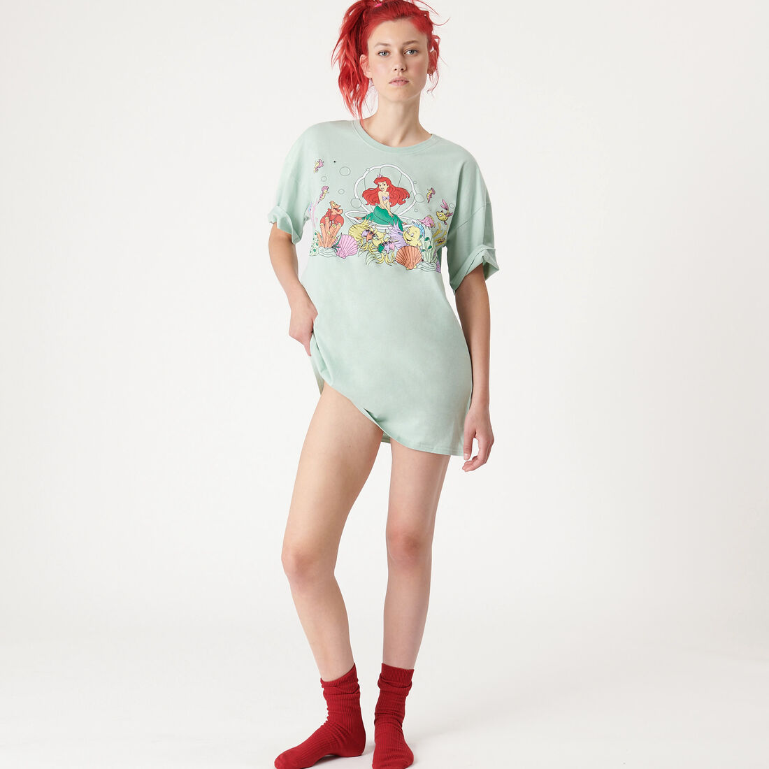 long t-shirt with Little Mermaid print;