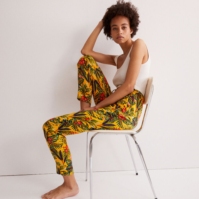 tropical print trousers - black tropical print trousers - black;