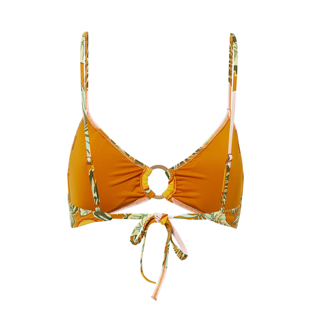 Tropical print bralette bikini top - orange orange.