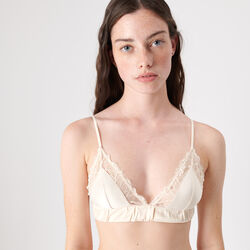 triangle bra in satin and lace with no underwire